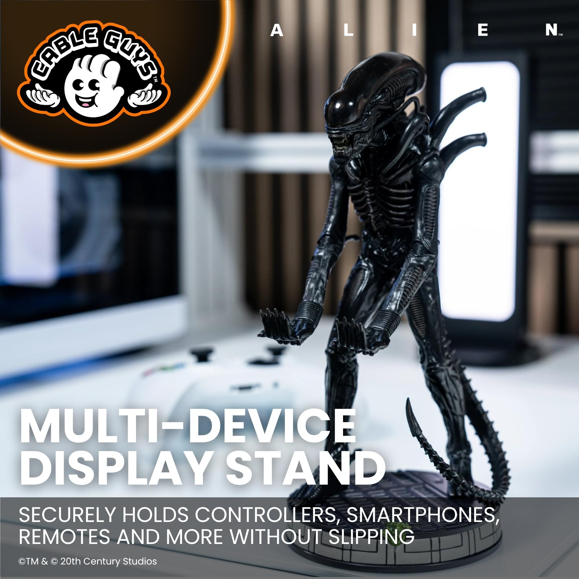 Cableguys Alien Xenomorph - Supporto per controller e porta telefono, accessorio e statuetta per desktop e gamer, compatibile con Xbox, PlayStation e la maggior parte dei controller