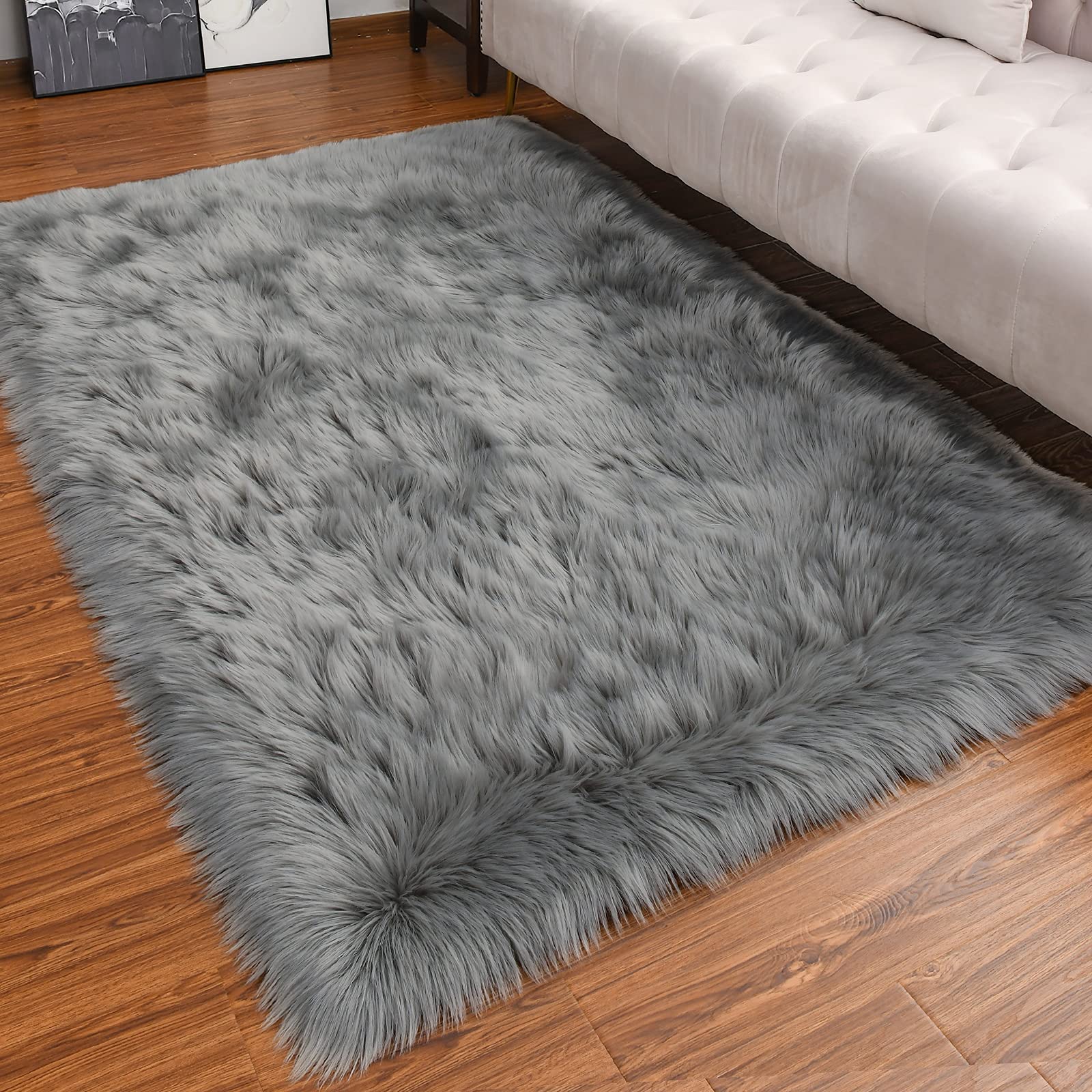 LOCHAS Ultra Soft Fluffy Rugs, 4x6ft, Grey