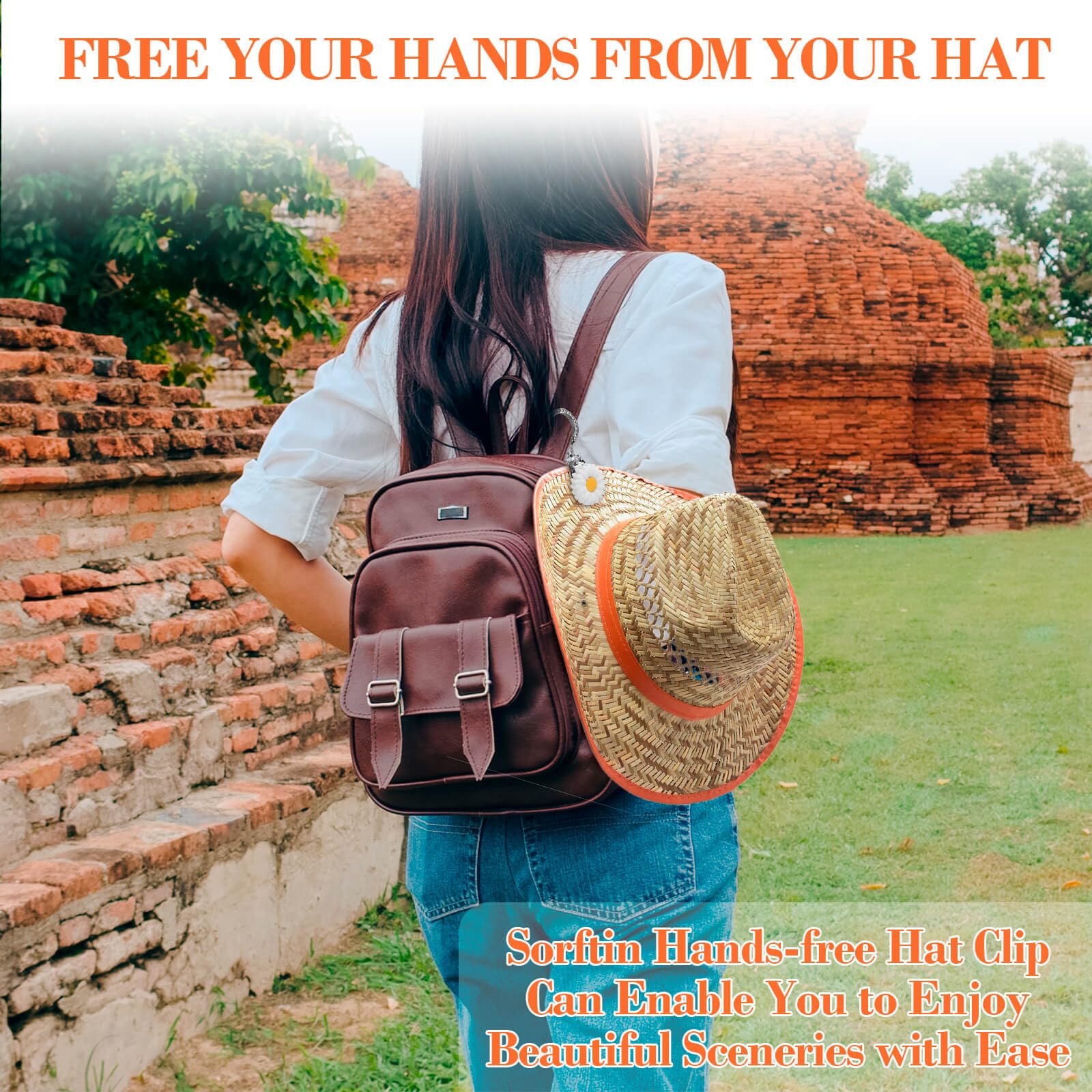 6859 Daisy Hat Clip On Bags, Silicone Hands Free White Hat Clip for Travel, Hands-Free Hat Clip for Bag Hat Holder  main image 3