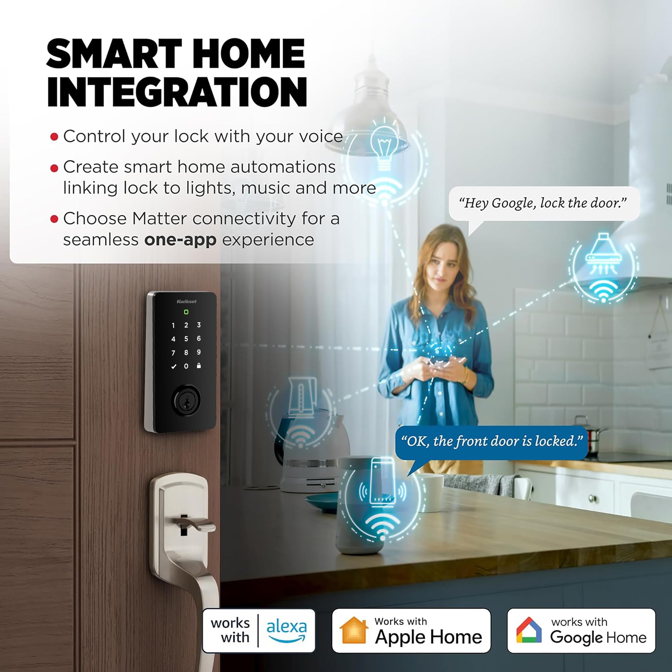 Philips Wi-Fi Smart Deadbolt Lock with 2 Handle, Keypad Front Door Lock Set | Code / Fingerprint / APP Unlock, Remote Access, Alexa Google Voice Unlock, Auto Lock, Built in WiF, Backlit Touchscreen thumbnail 9