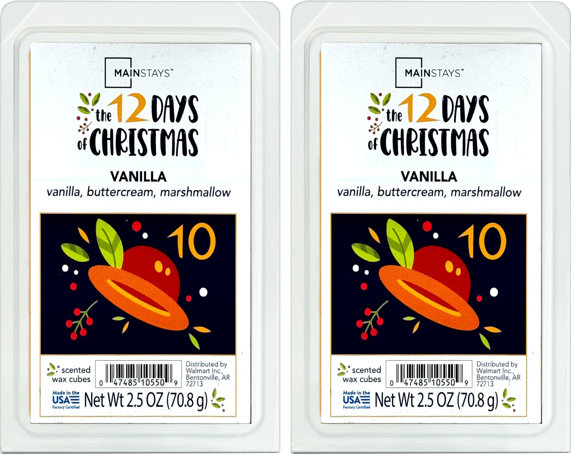 Amazon.com: Mainstays 12 Days of Christmas Scented Wax Cubes 2.5oz