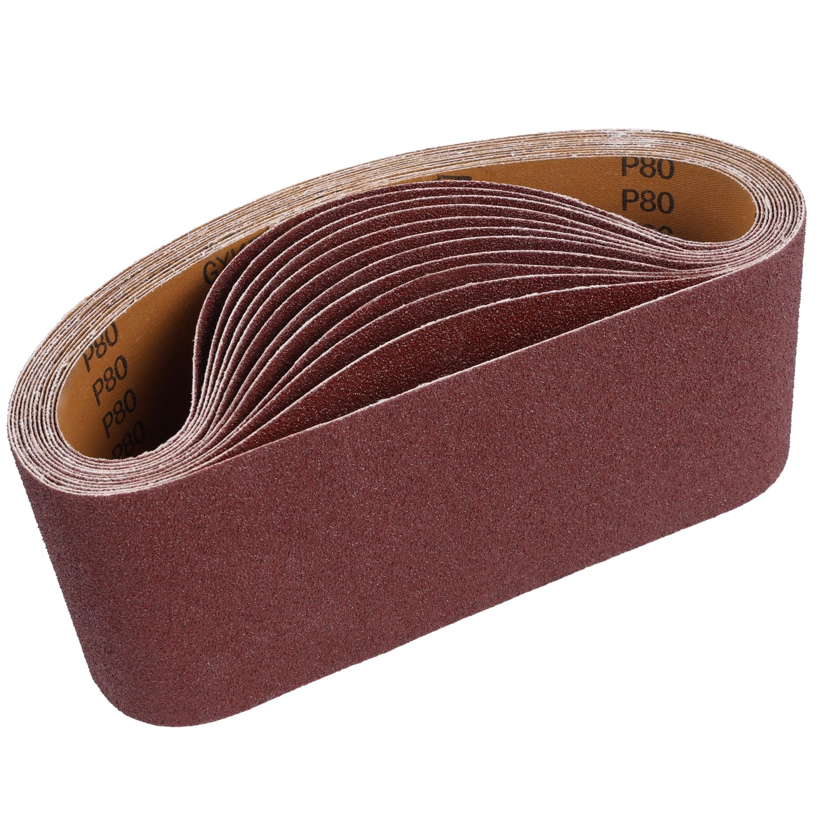 NUTKIT Sanding Belt 100 x 610 mm, 12 PCS, 80 Grit Aluminum Oxide Sanding Belt, Suitable for Belt Sanders, Belt Sander Paper for Polishing Metal, Wood, Fiberglass, Rubber and Sharpening Knives