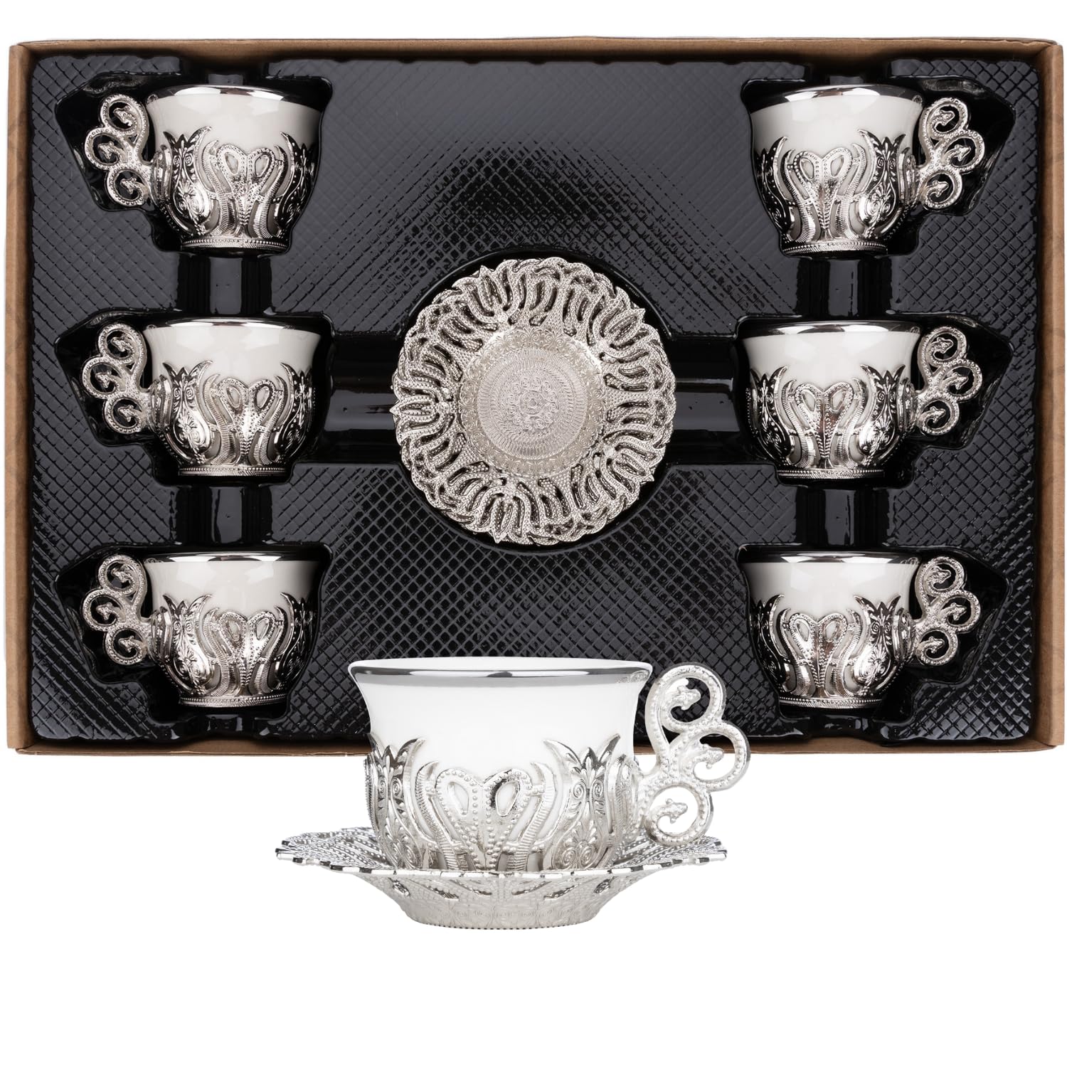 Amazon.com | Alisveristime Turkish Coffee Cup Set, White Porcelain