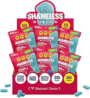 Shameless Snacks -Super Sour Blue Raspberry- Gummy Candy, Sour Candy, Vegan Candy, Healthy Snacks, Sour Gummy Candy, Gummy snacks, Keto Candy, Keto Gummies - 6 Pack Sour