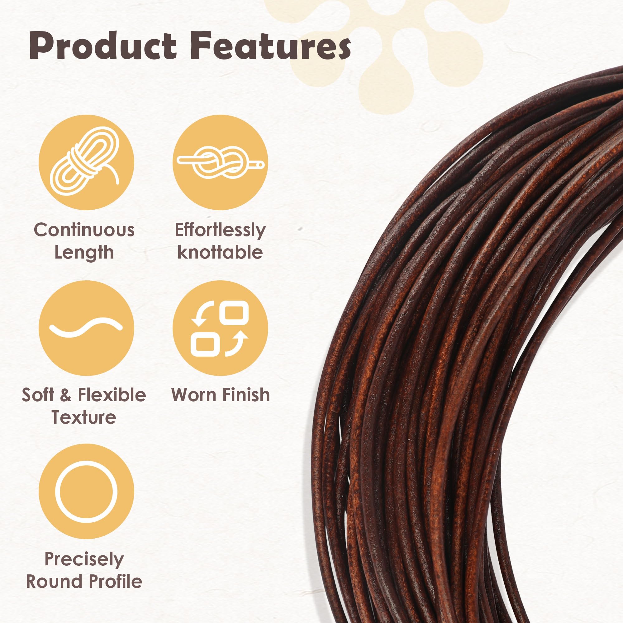 SOSMAR 20MX 2MM Cowhide Round Leather Cords Rope String for Bracelet Necklace Jewelry Making Lanyards DIY Crafts - Image 3