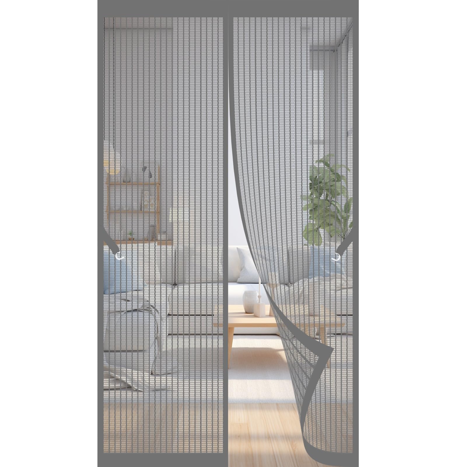 Magnet Fliegengitter Für Türen – 205x245 Cm, Selbstklebend, Grau