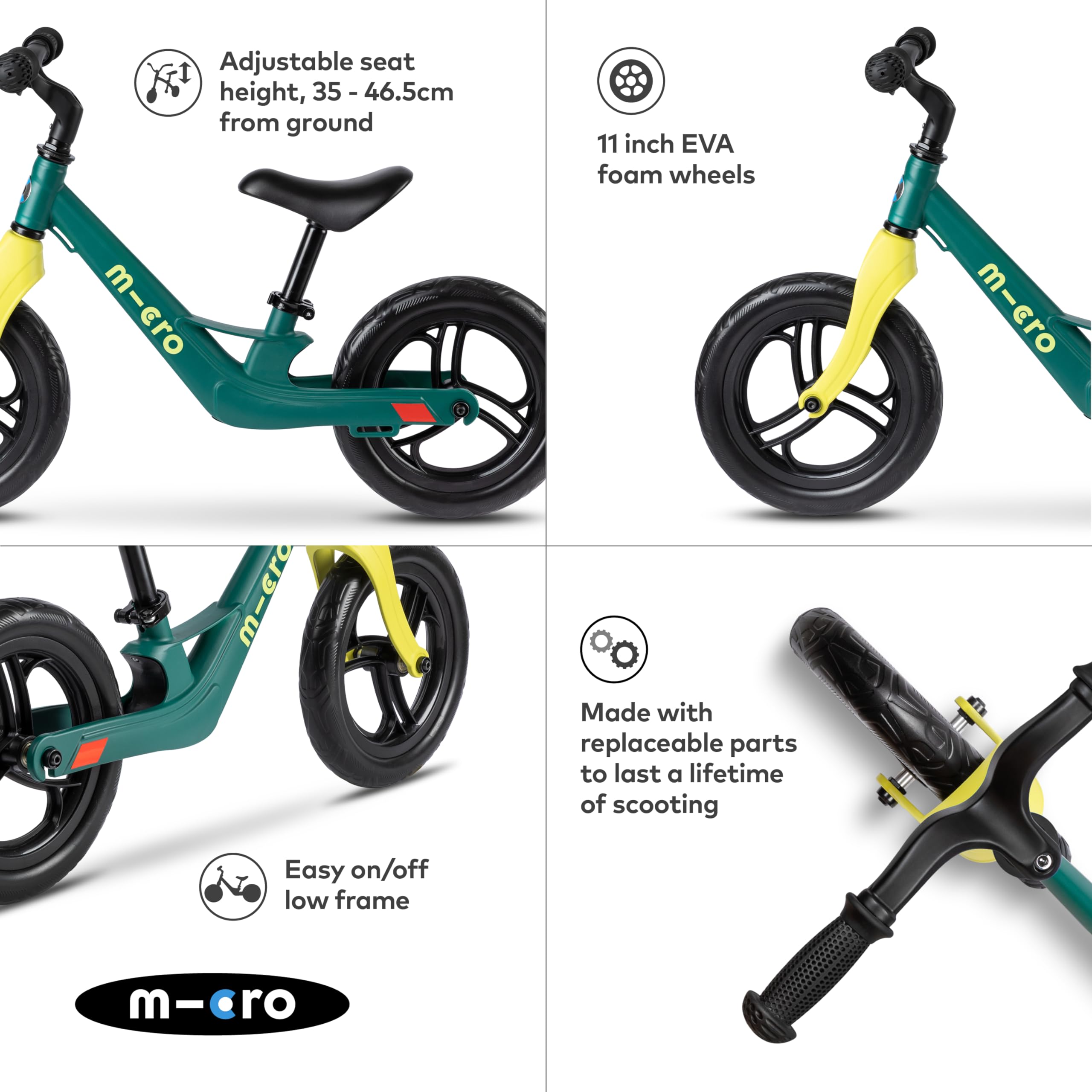 Micro | Balance Bike Lite | Cadre Magnesium et Roues EVA | 2 à 5 Ans