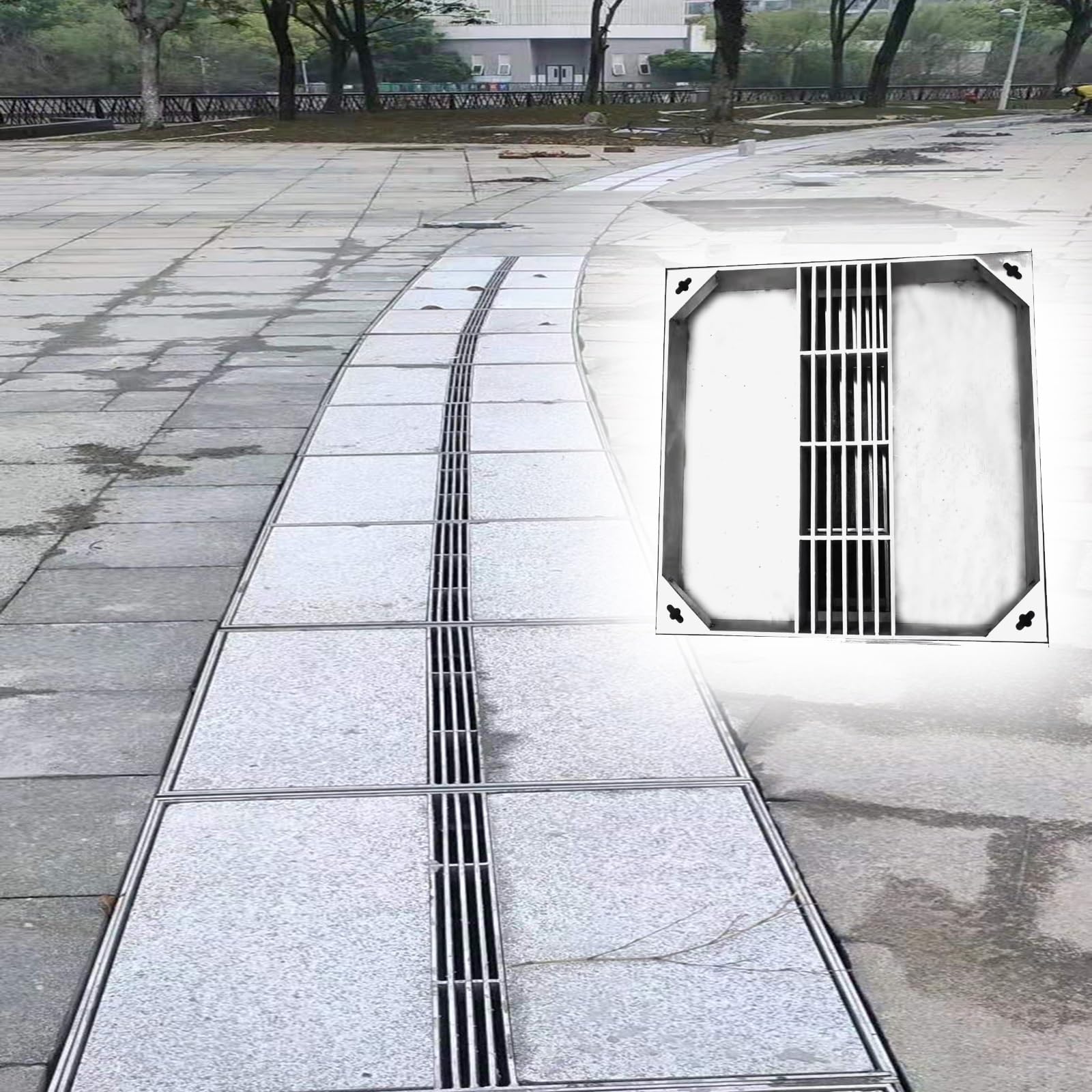 GJMSSMY Invisible Drain Manhole Cover Frame, Square 304 Stainless Steel Decorative Septic Tank Lid with Lifting Hook, Heavy-Duty 36x36in Inspection Cover for Pavements
