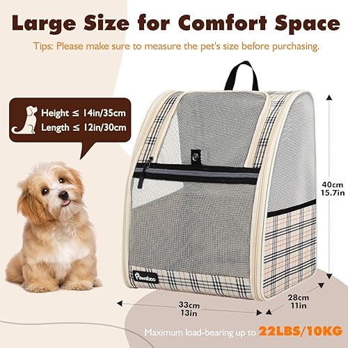 Miniatura 8 de Pawaboo Mochila transportadora grande para gatos, mochila transportadora para perros pequeños y medianos, totalmente ventilada, marco de acero