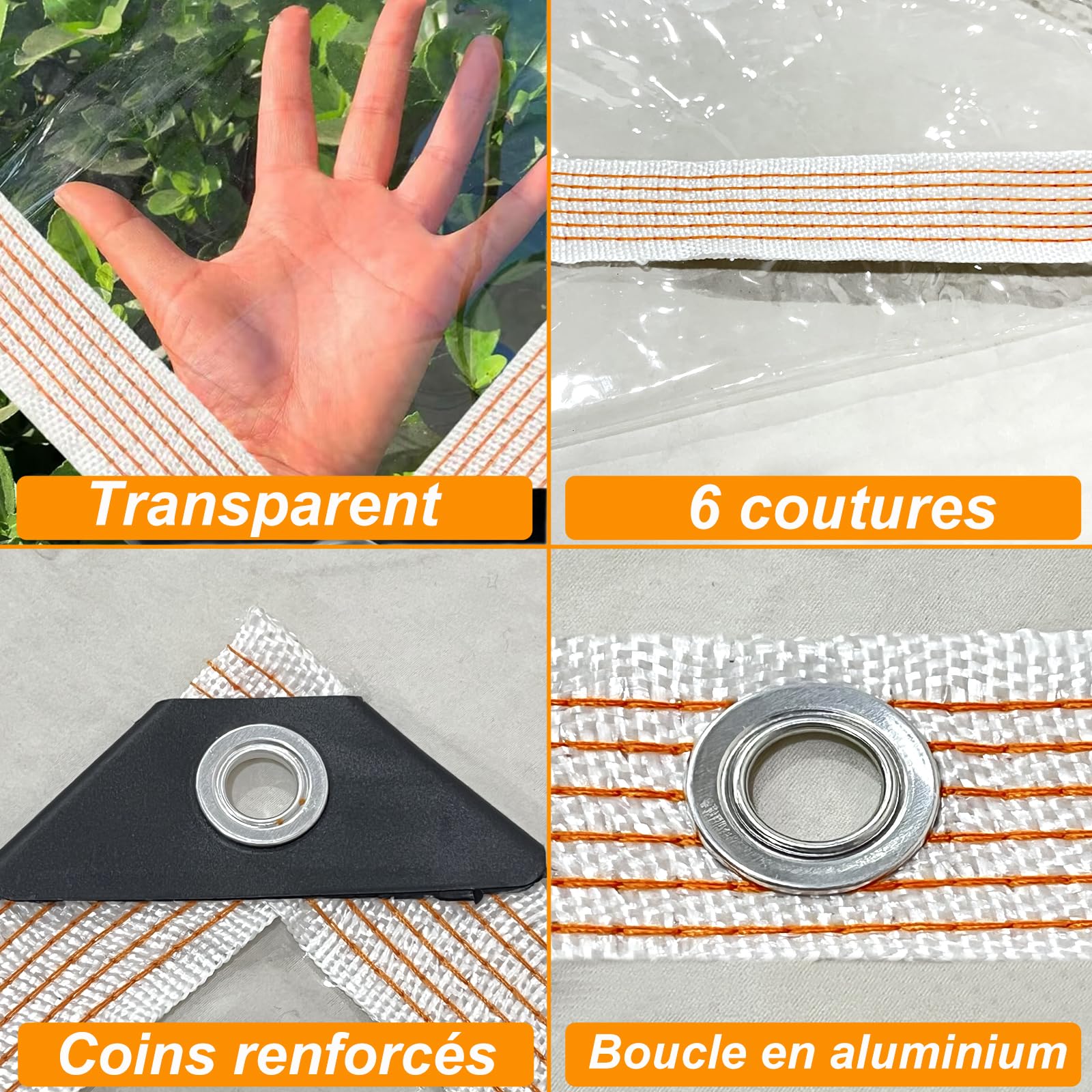 BeGrit 2x5m Bâche Transparente avec Oeillets Bâche Imperméable avec Corde Bache de Protection Plastique Bâches de Balcon Jardin Exterieur pour Serre Terrasse Plantes Meubles Pergola Extérieur