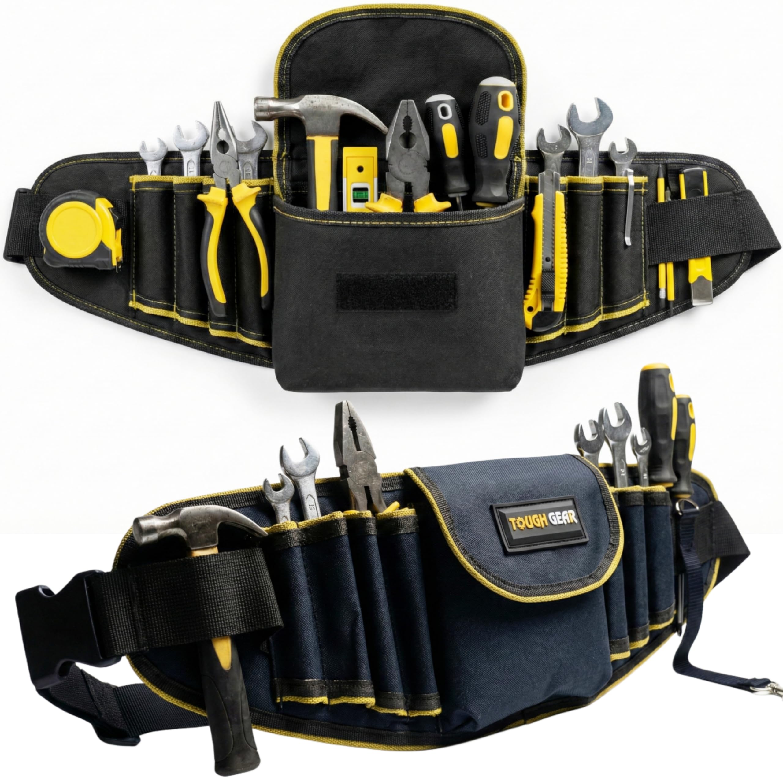 TOUGH GEAR 2.0 Pro Series Heavy Duty Tool Belt Waist Bag 600×145×50 mm, Durable Oxford Polyester Multi-Pocket Tool Storage Pouch with Adjustable Belt for Electrician, Technician & Repair Work.