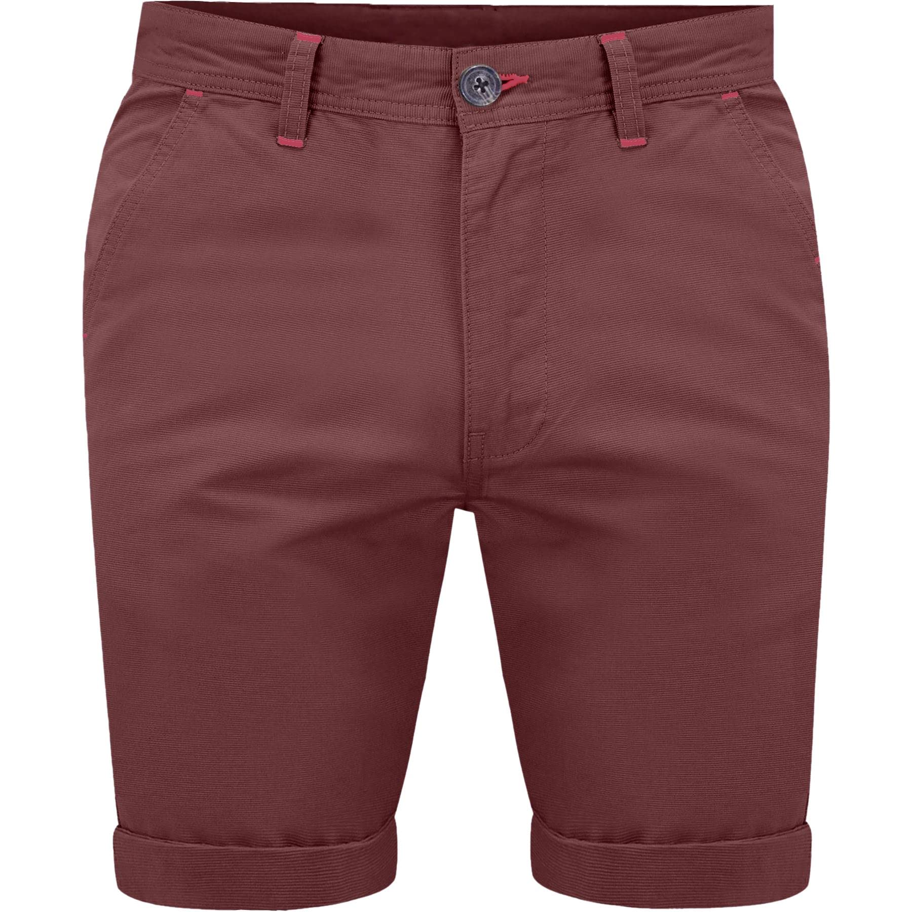westAce Mens Stretch Chino Shorts Summer Cotton Cargo Combat Casual Jeans Half Pant (30, Oxblood)