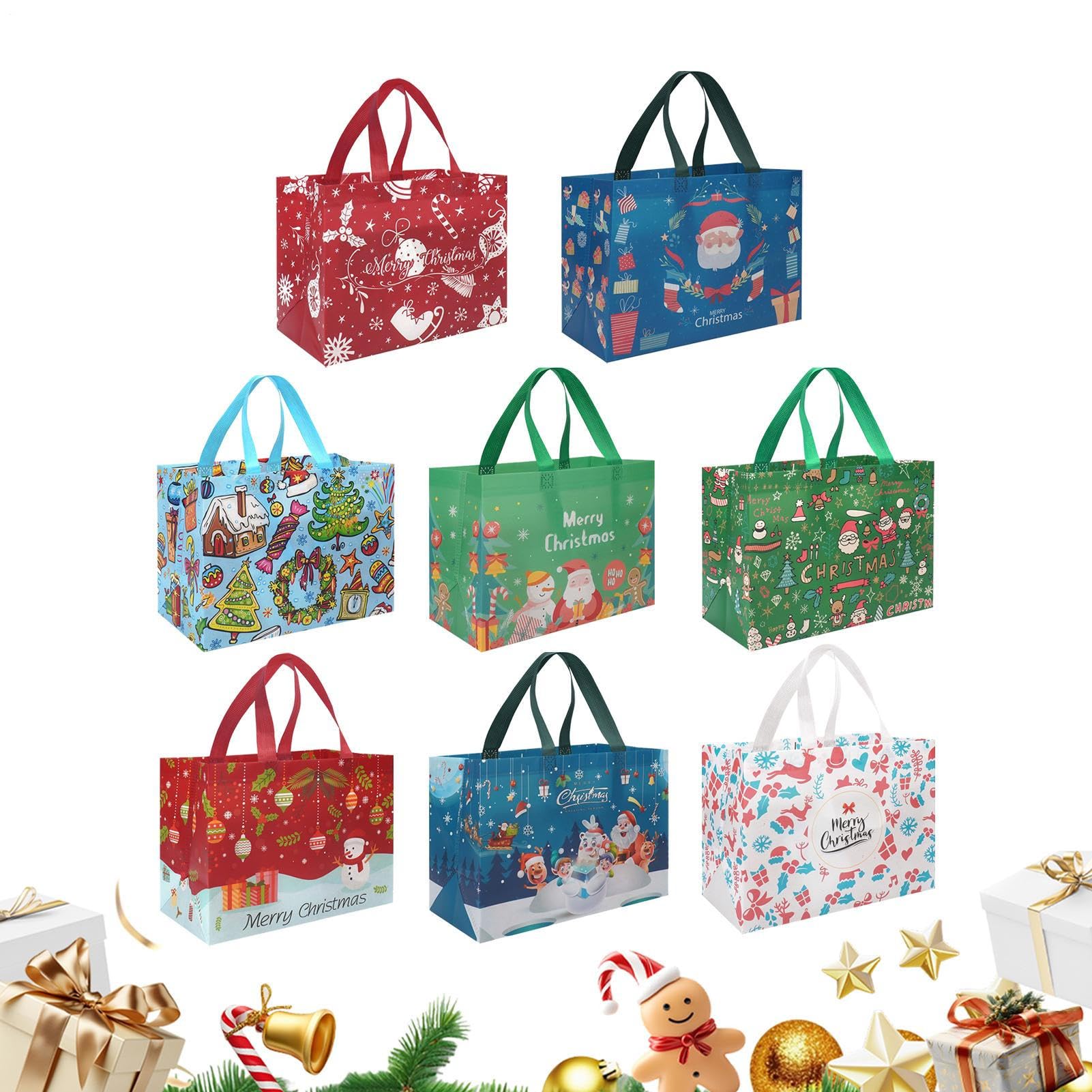 Bolsas de caramelo de Navidad con 8 bolsillos reutilizables y tejido compacto 8
