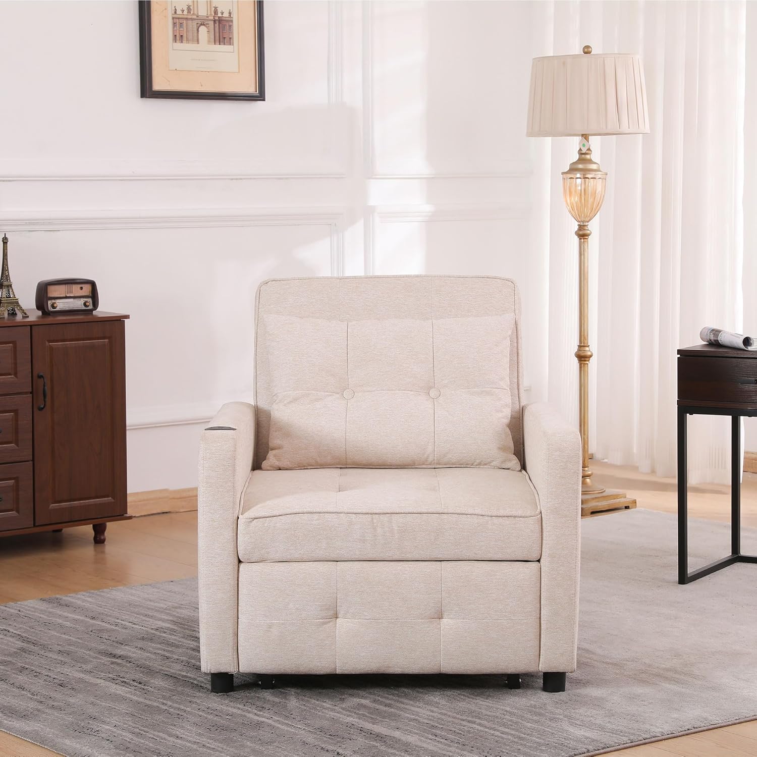 Modern 3in1 Convertible Steel Frame Sofa Bed Chair, 330