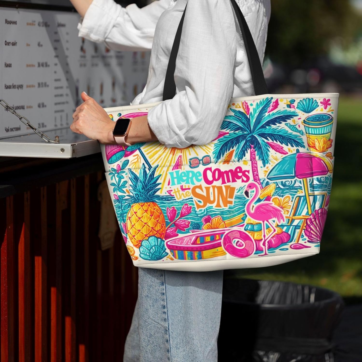 Beach Bags for Women Large Waterproof Sandproof Swim Pool Bag with Dry Wet Seperated Pocket Utility Tote Bag - Image 7