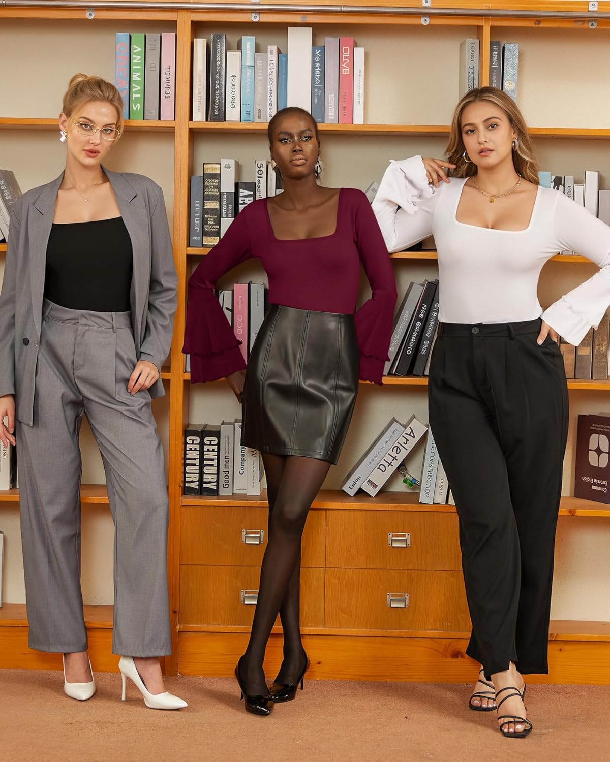 MANGOPOP Mock Neck Puff Sleeve Bodysuit Turtleneck Loose Lantern Long Sleeve Body Suit for Women for Going Out - Image 5