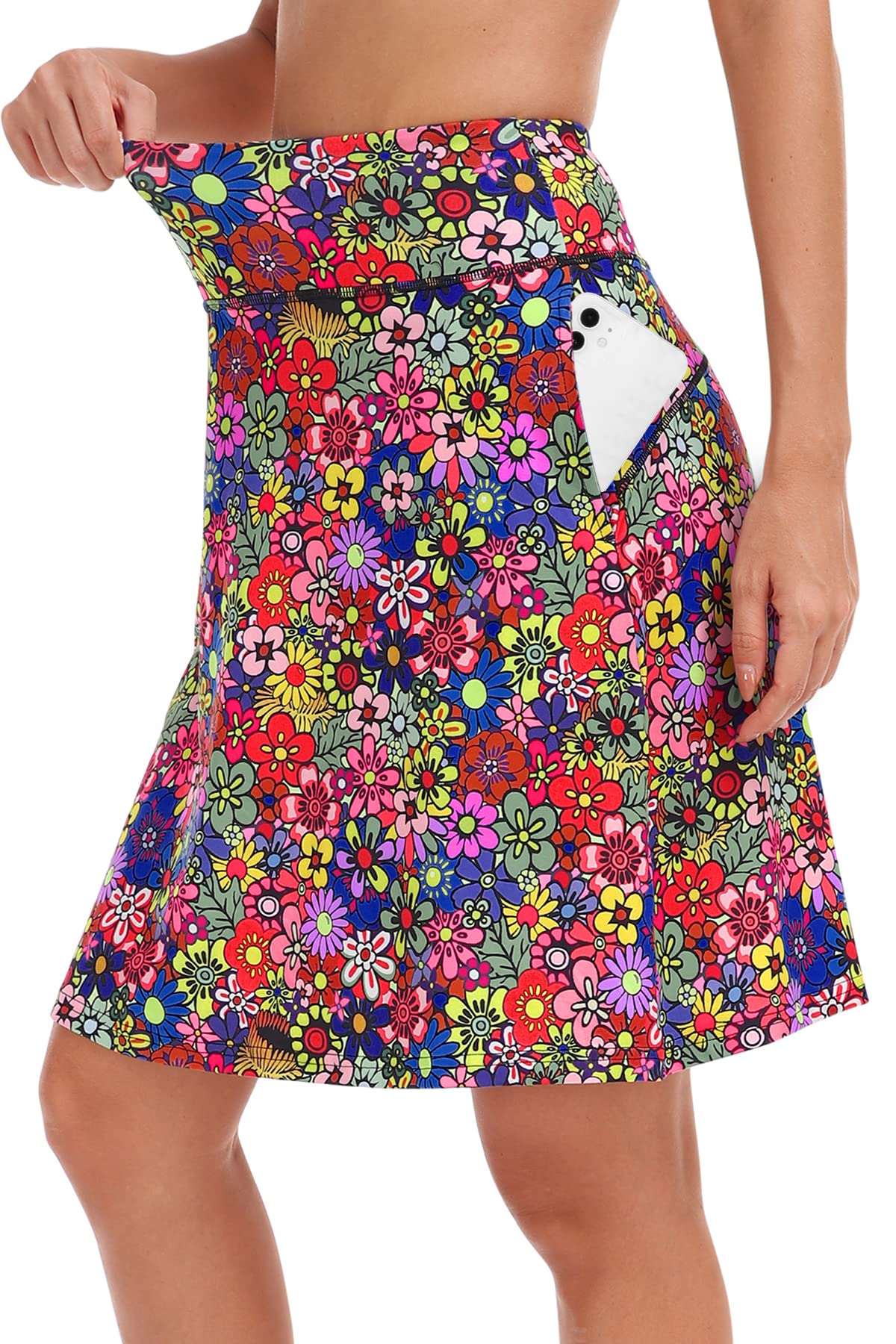 KORALHY 20" Knee Length Skorts Skirts for Women, High Waisted Tennis Athletic Skirt with Zipper Pocket