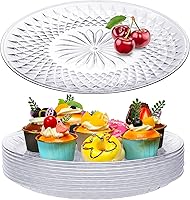 Vista 8 de Fumete 10 platos redondos de plástico transparente de 14 pulgadas, platos de flan de cristal acrílico para fiestas de compromiso, alimentos