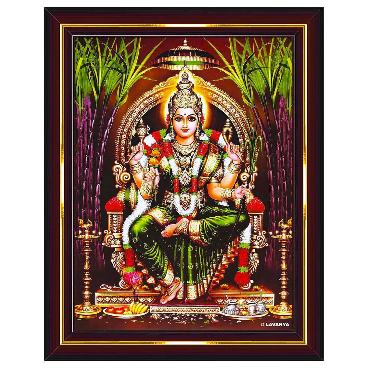 Pavan Photo Laminations Lalitha Devi for Pooja Tripura Sundari Mata Wall Painting Framed Home Decor (Wood,Matte,Brown,Small Size,6 x 8 Inch) B187S-image-46