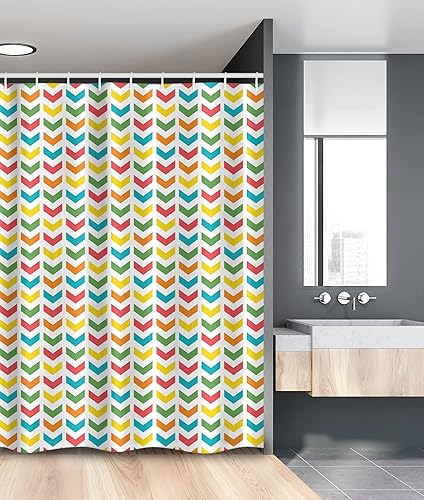 Ambesonne Arrow Stall Shower Curtain, Illustration of Colorful Repetitive Arrows Pointing Downwards on a Plain Background, Fabric Bathroom Decor Set Ambesonne Arrow Stall Shower Curtain, Illustration of Colorful Repetitive Arrows Pointing Downwards on a Plain Background, Fabric Bathroom Decor Set