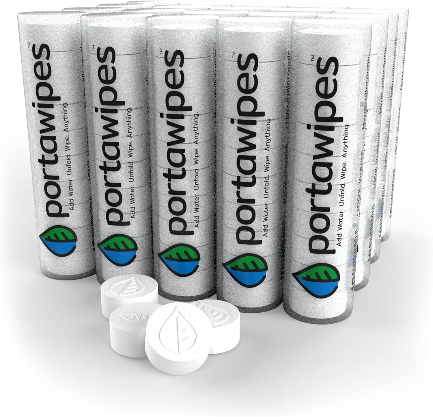 Portawipes Compressed Toilet Paper Tablet Coin Tissues 200 Pack with