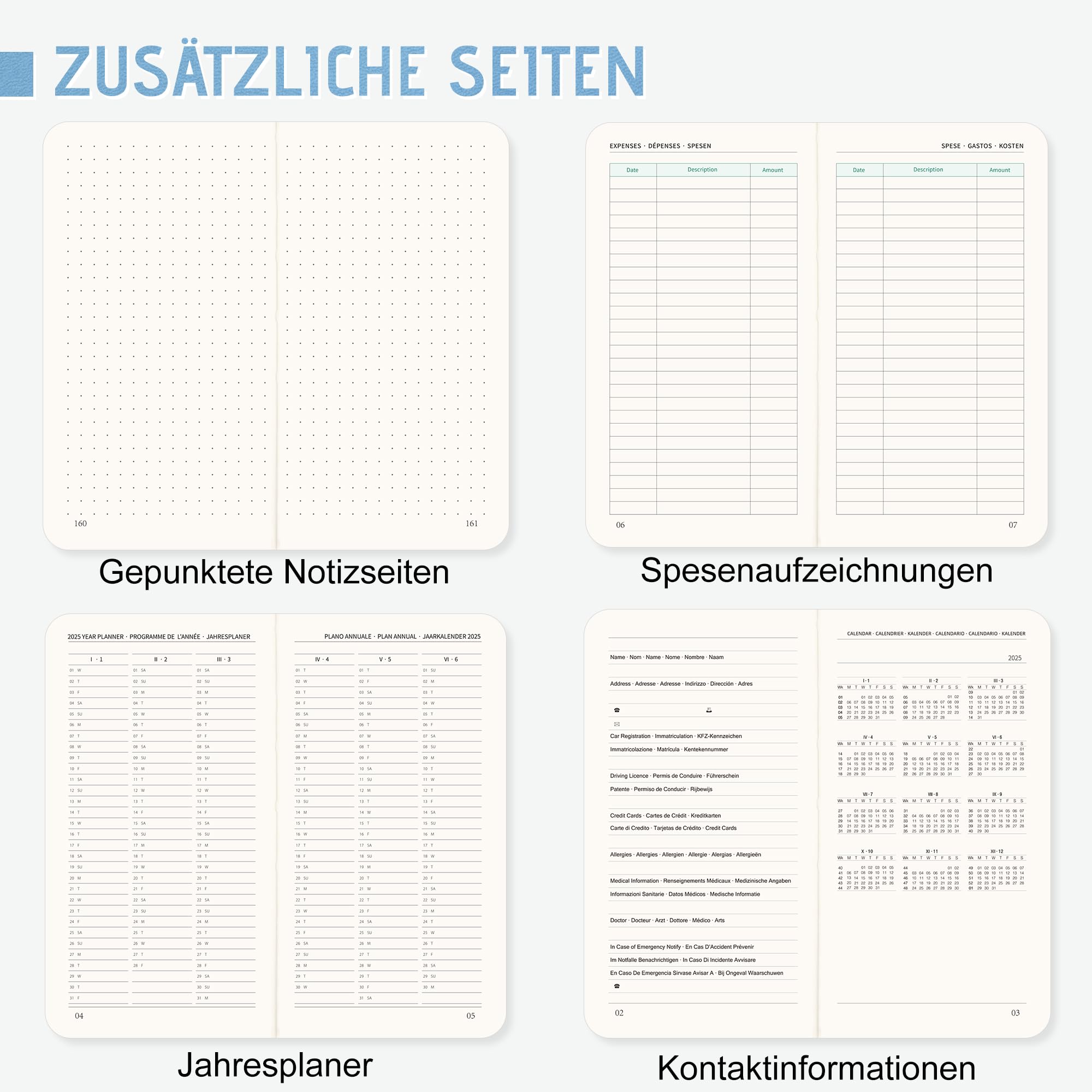 Jokisa Agenda Settimanale 2025 Tascabile, Agenda 2025 Piccola 1 Settimana 2 Pagine, Planner 2025 con Chiusura a Elastico e Segnalibro, circa A6 (16,5 x 9,5 cm), Gen.2025-Dic.2025