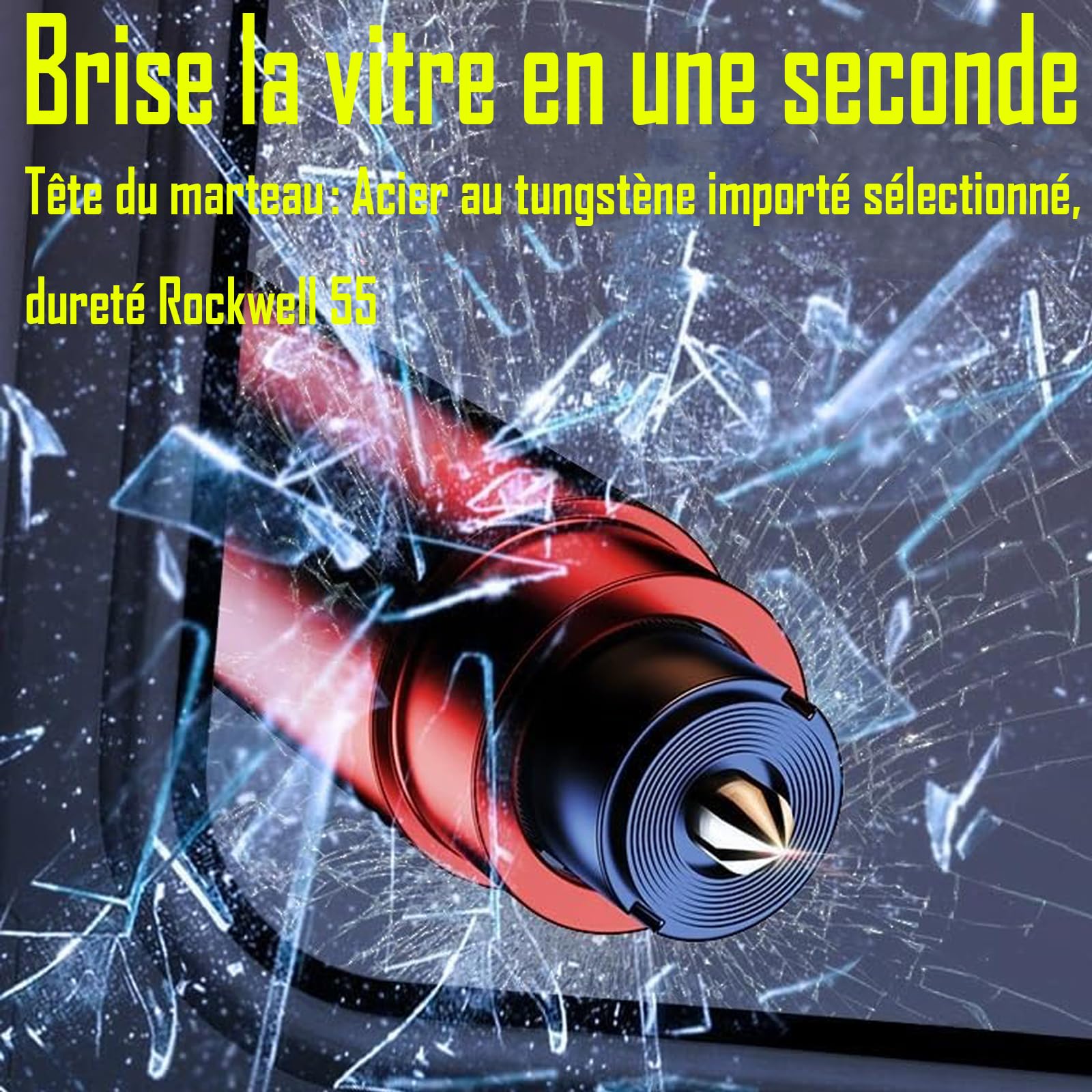Marteau Brise Vitre Voiture Et Coupe Ceinture, Cassez la vitre. Coupez la Ceinture, Outil d'urgence Auto 2-en-1 Polyvalent (4pcs)