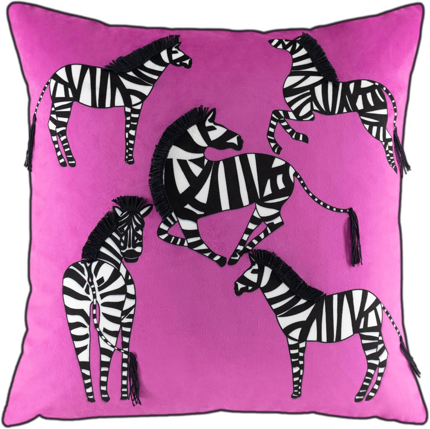 KINGROSE Zebra Printing Throw Pillow Cover Decorative Pillow Case Sham Long Black Tail Cushion Cover for Sofa Bed Living Room Couch Home 18 x 18 Inches Rose Red