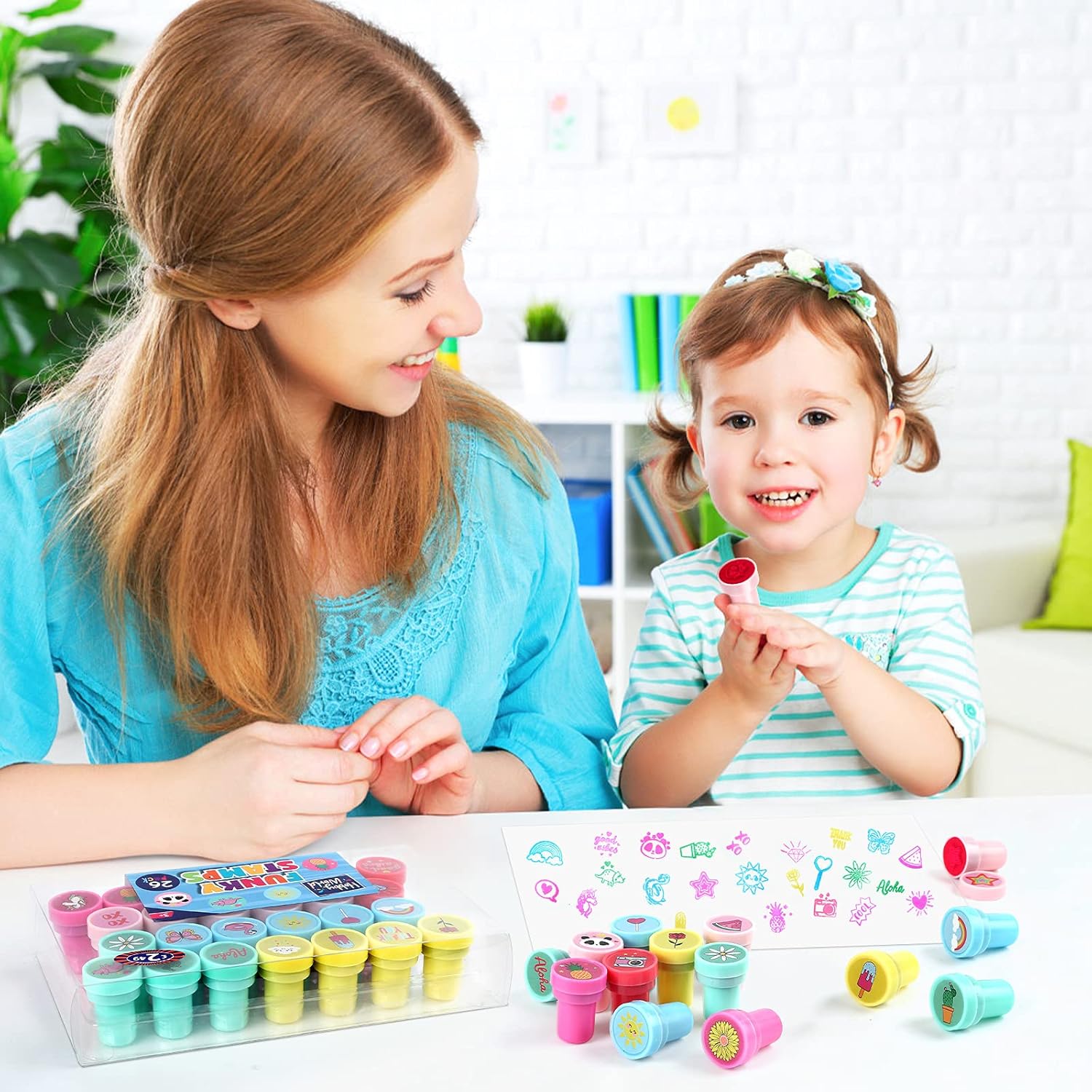 Kesote Assorted Stamps for Kids 26Pcs Self-Inking for Easter Egg Halloween Christmas Stuffers, Birthday Party Favor for Kids, Teacher Stamps