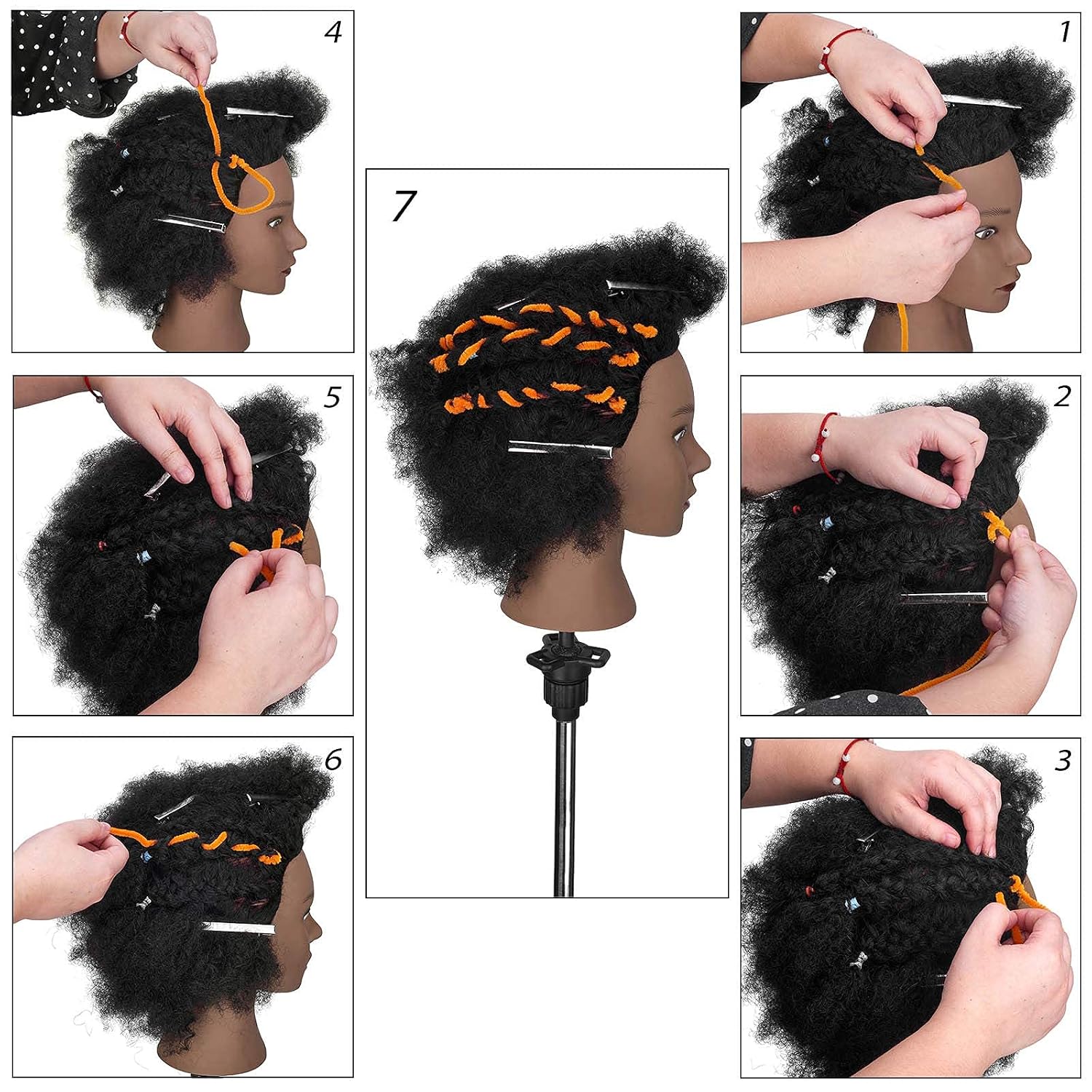 Neverland 10 Inch Afro Mannequin Head with 100% Human Hair,Braiding Cosmetology Mannequin Head,Kinky Manikin Head with Hair,Doll Head for Hair Styling Training with Stand and Practice Set
