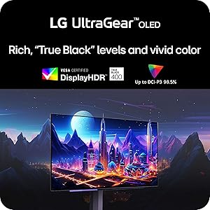 LG 27GS93QE 27-inch Ultragear OLED Gaming Monitor QHD 1440p 240Hz 0.03ms DisplayHDR True Black 400 AMD FreeSync Premium Pro NVIDIA G-Sync HDMI 2.1 DisplayPort Tilt/Height/Pivot Stand Black