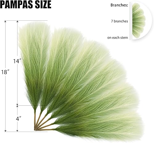 Miniatura 26 de Arreglo de 6 Piezas de Hierba de Pampa Sintética - 18 Pulgadas/45cm de Pasto Artificial Esponjoso y Pomposo para Decoración Boho Chic del Hogar