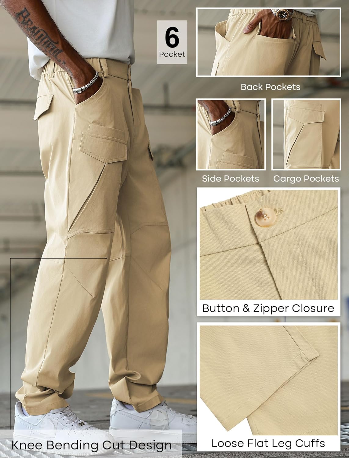 ZAFUL Men's Outdoor Cargo Hiking Pants Tactical Pants Lightweight Work Pants with 6 Pockets - Image 5