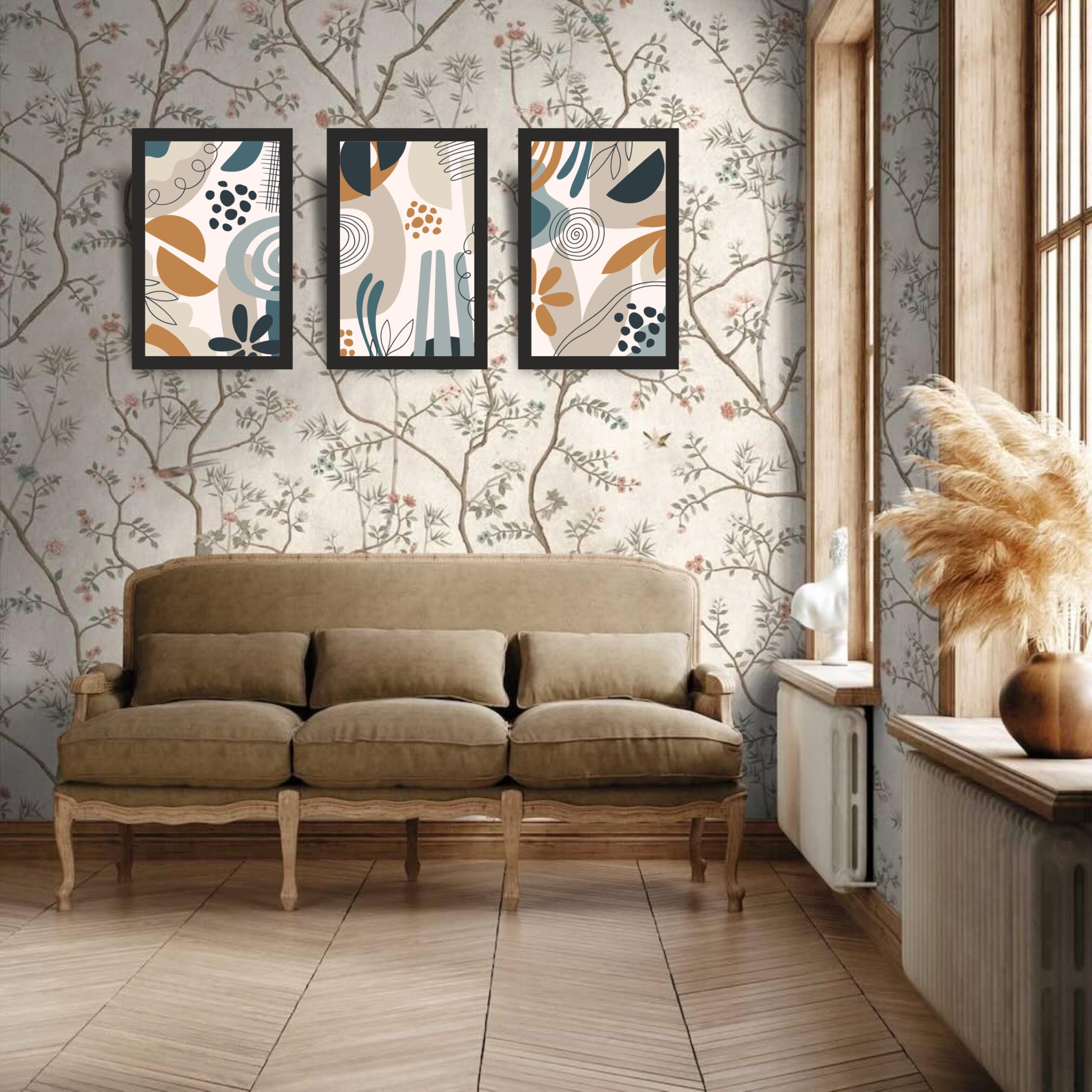 Modern Botanical Abstract Wall Art Set of 3