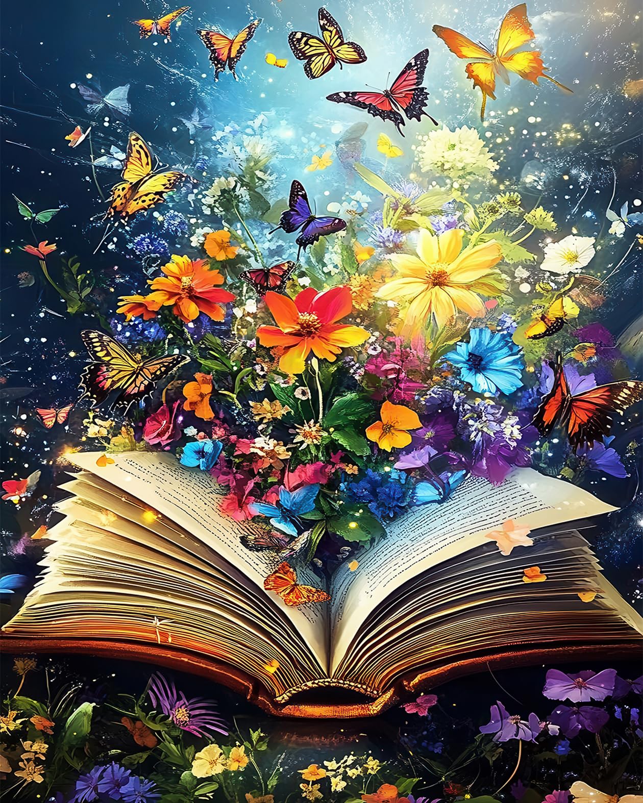 TUMOVO DIY Paint by Numbers, Vibrant Book Adults' Paint-by-Number Kits on Canvas, Colorful Flowers Paint by Number Kit for Adults Beginner, 16X20 Inch