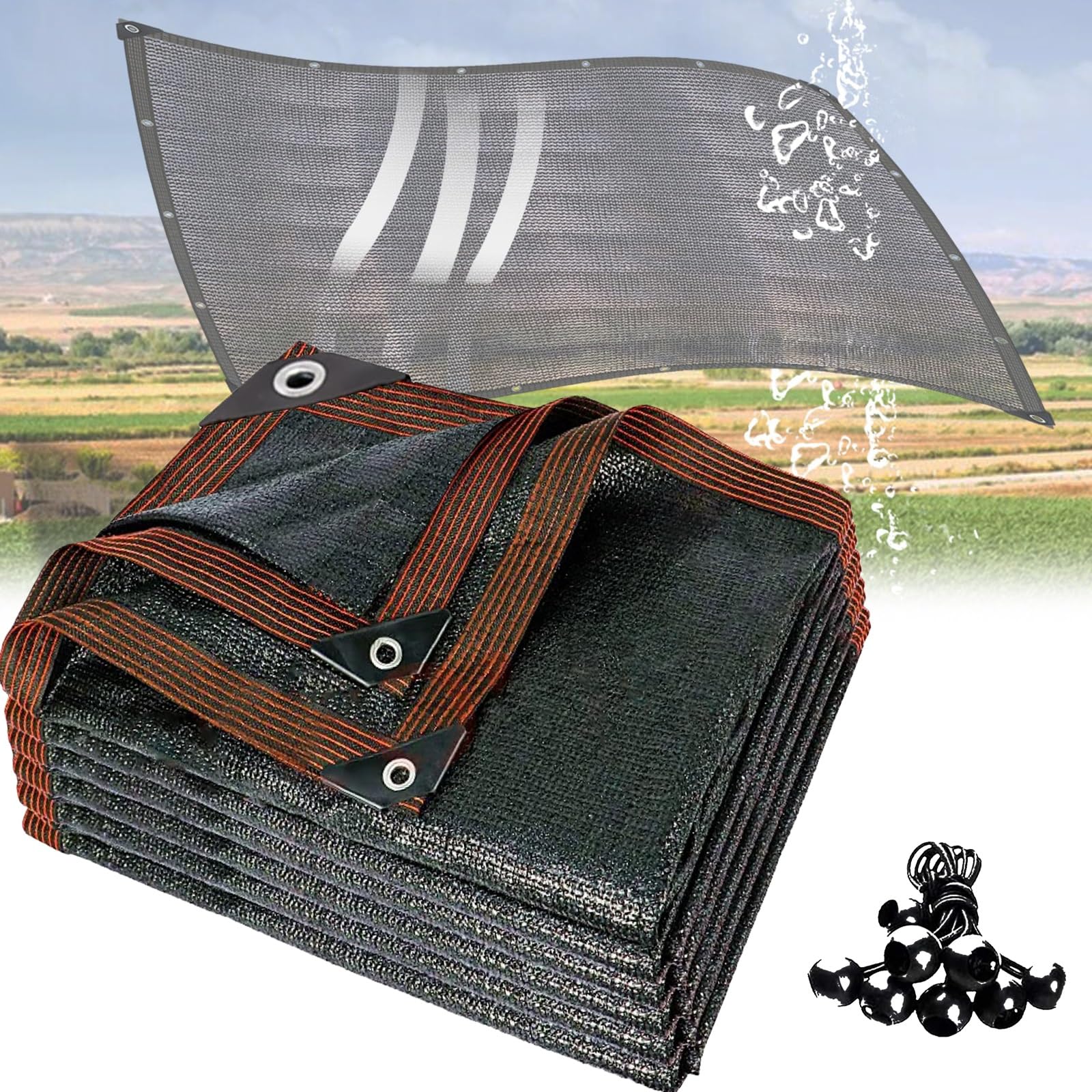 Bâche en Maille Robuste 4,57 M X 9,75 M (15 Pi X 32 Pi), Noire et Durable, avec Œillets Renforcés, Idéale pour Serres, Terrasses, Plantes et Poulaillers. Disponible en 3 M (10 Pi), 6 M (20 P