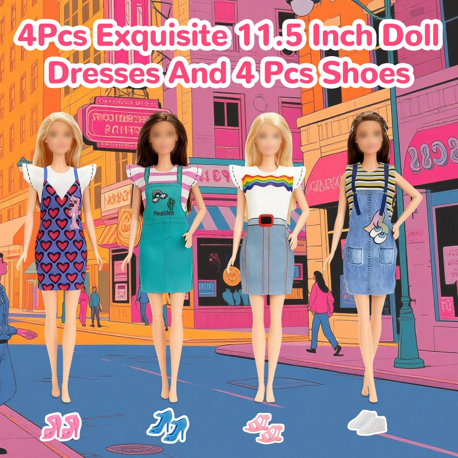 Set di 43 tende da campeggio da viaggio compatibili con Barbie, accessori per bambole da 29,9 cm con 1 tenda per bambola, 4 abiti, 4 scarpe, 4 mini cucciolo, 7 animali domestici, 1 binocolo, 14