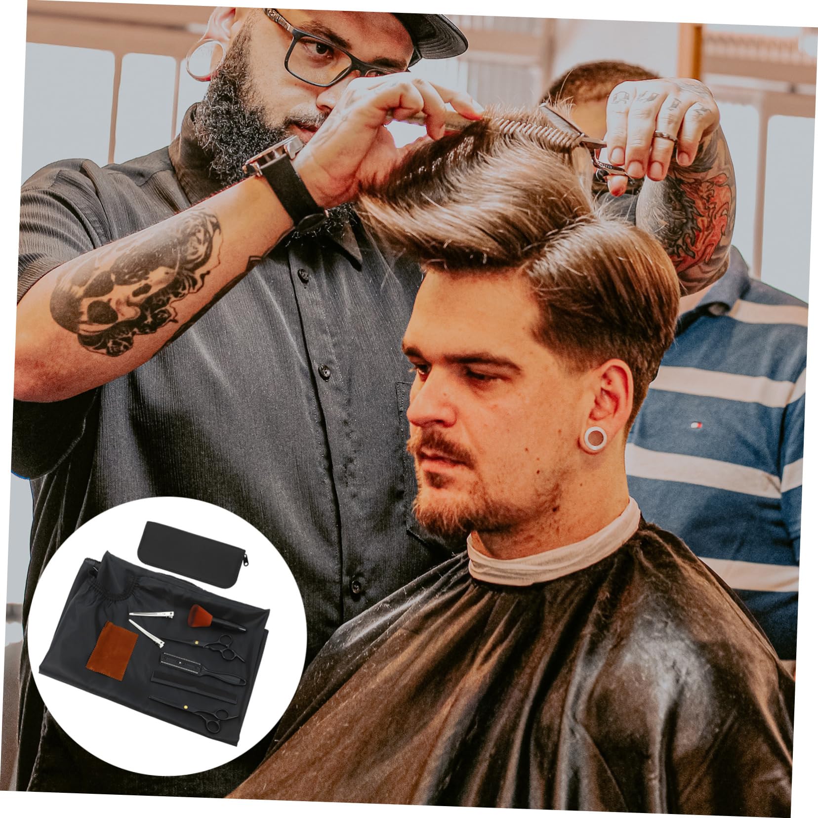 FRCOLOR Tijeras Para Cortar El Pelo Peines Barbero Herramientas Profesionales De Peluquería Para Uso Casa o Barbería