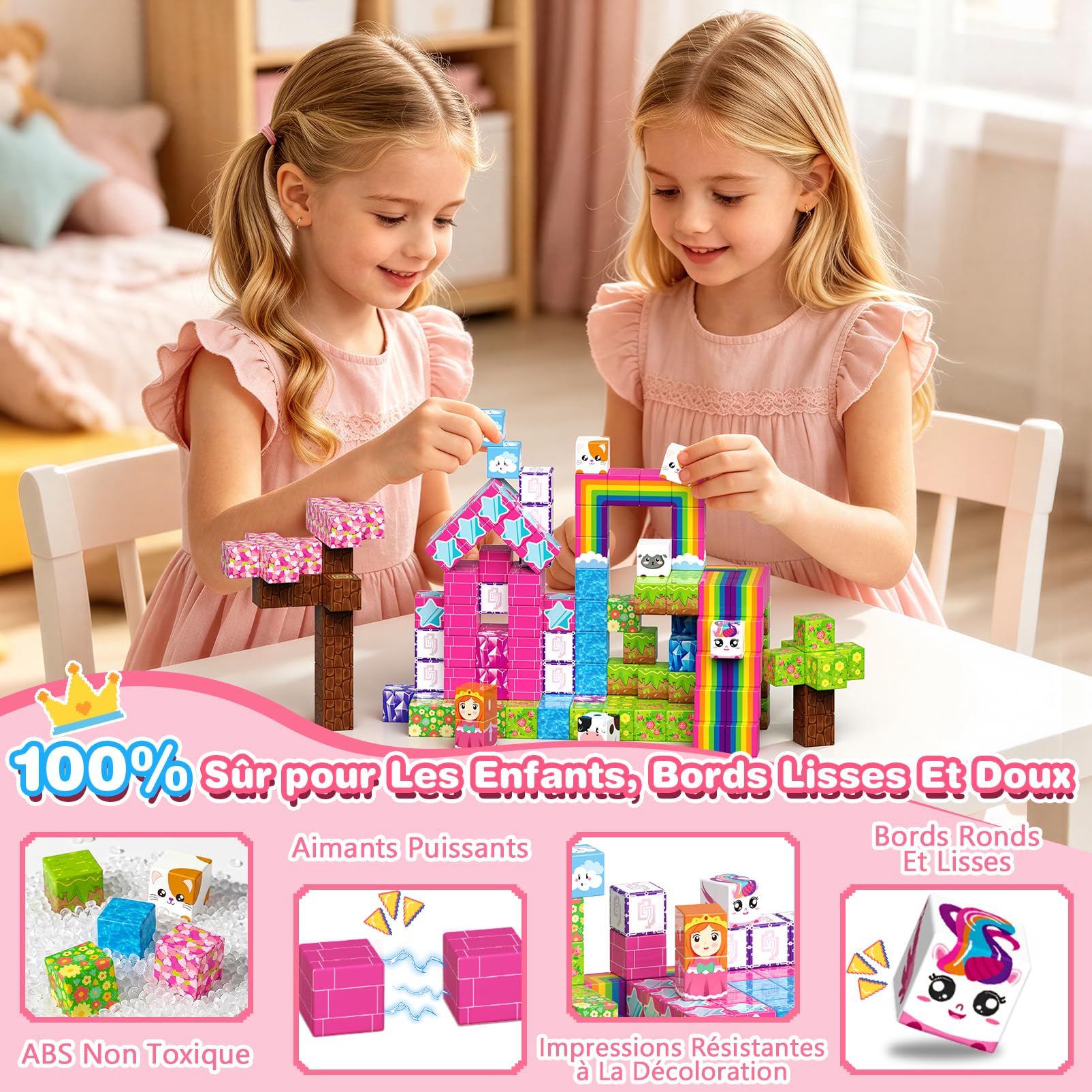 Cube Magnétique, 150 PCS Magnetic Blocks Jeux Magnetique Enfant Jouet 3 Ans