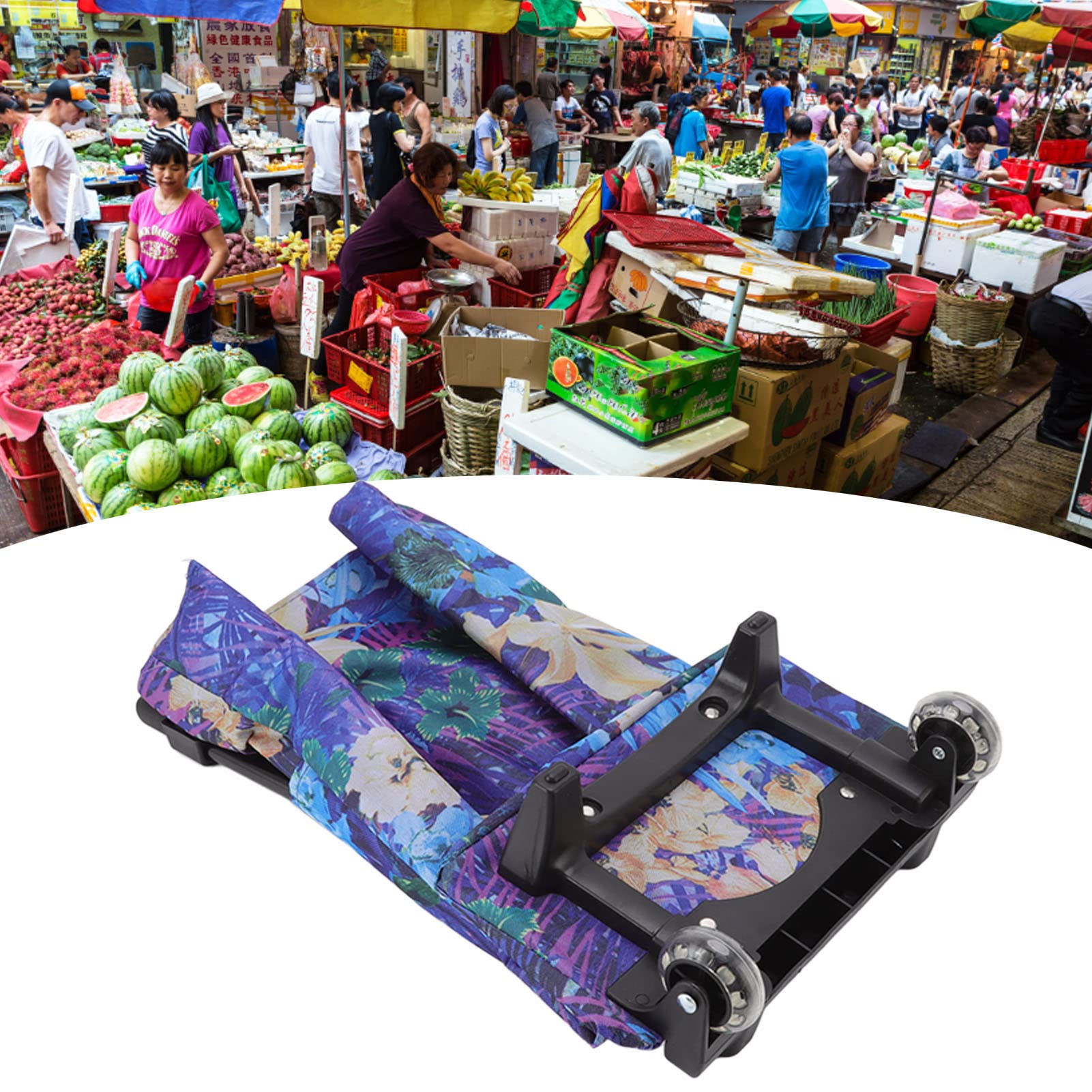 Haofy Carrello della Spesa con Struttura in Acciaio in Tessuto Oxford 600D Pieghevole con Ruote per Campeggio, Viaggi Brevi, Trasporto di Generi Alimentari