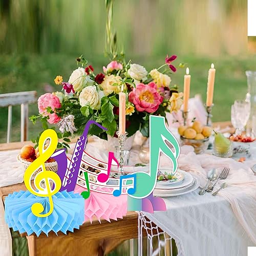 Miniatura 6 de C L cooper life Centros de mesa con temática de nido de abeja musical, decoración de fiesta de cumpleaños musical, 11 piezas de centro de mesa