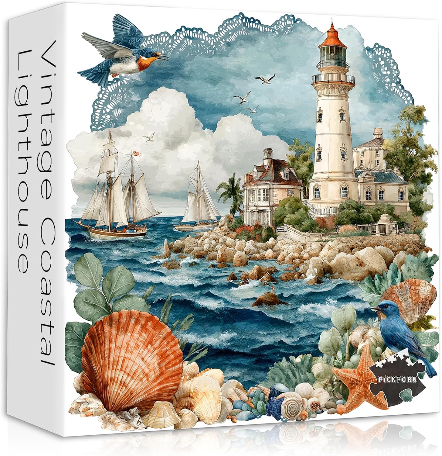 Rompecabezas Vintage Faro Costero 1000 Piezas miniatura 1
