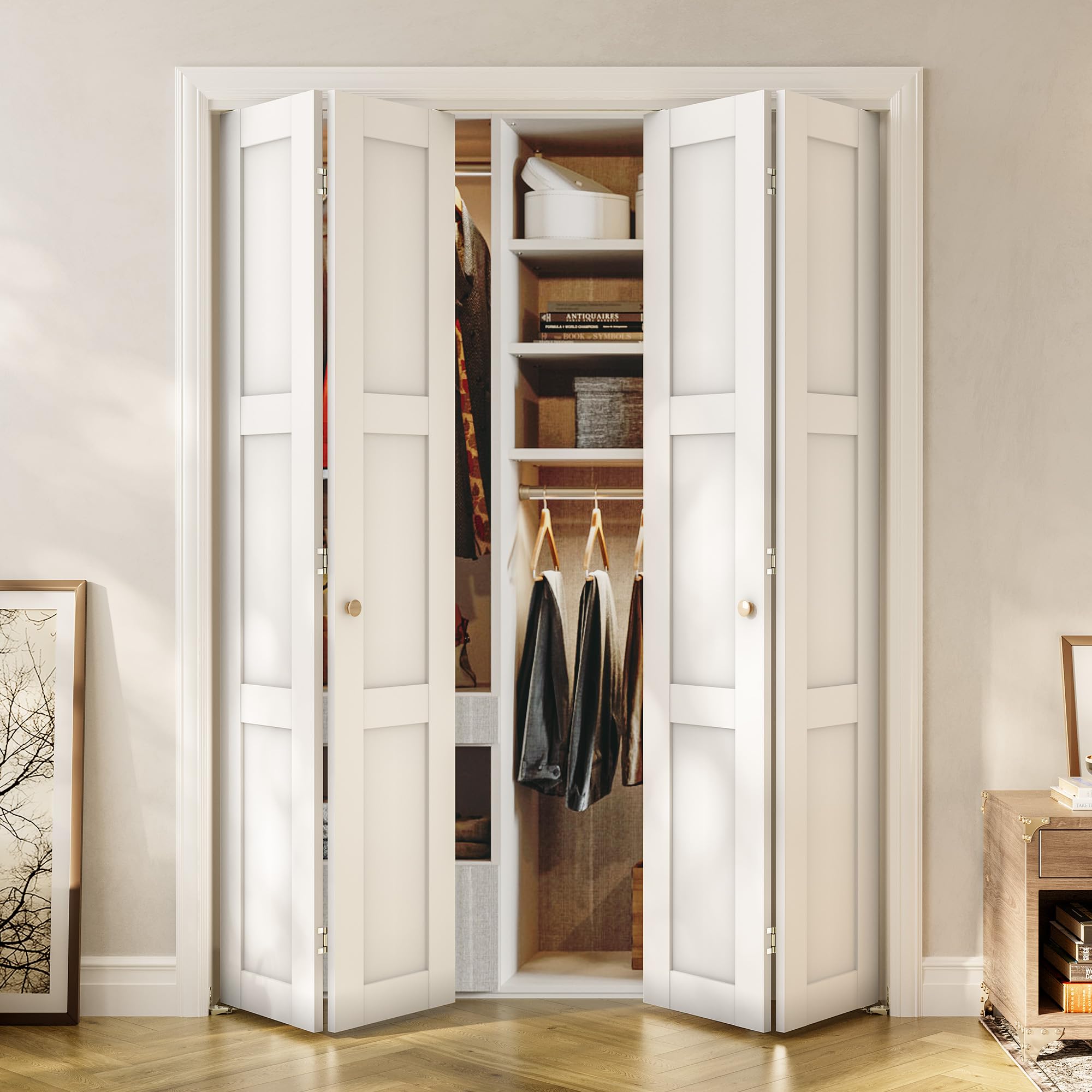 Photo 1 of SMARTSTANDARD Bifold Closet Door - White, 60" x 80"