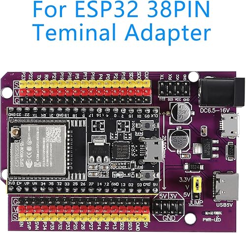 Miniatura 6 de AITRIP 2sets ESP32-DevKitC placa de desarrollo WROOM-32U ESP32-WROOM-32U módulo con 38Pins ESP32 Tipo-C USB y Micro USB placa de expansión