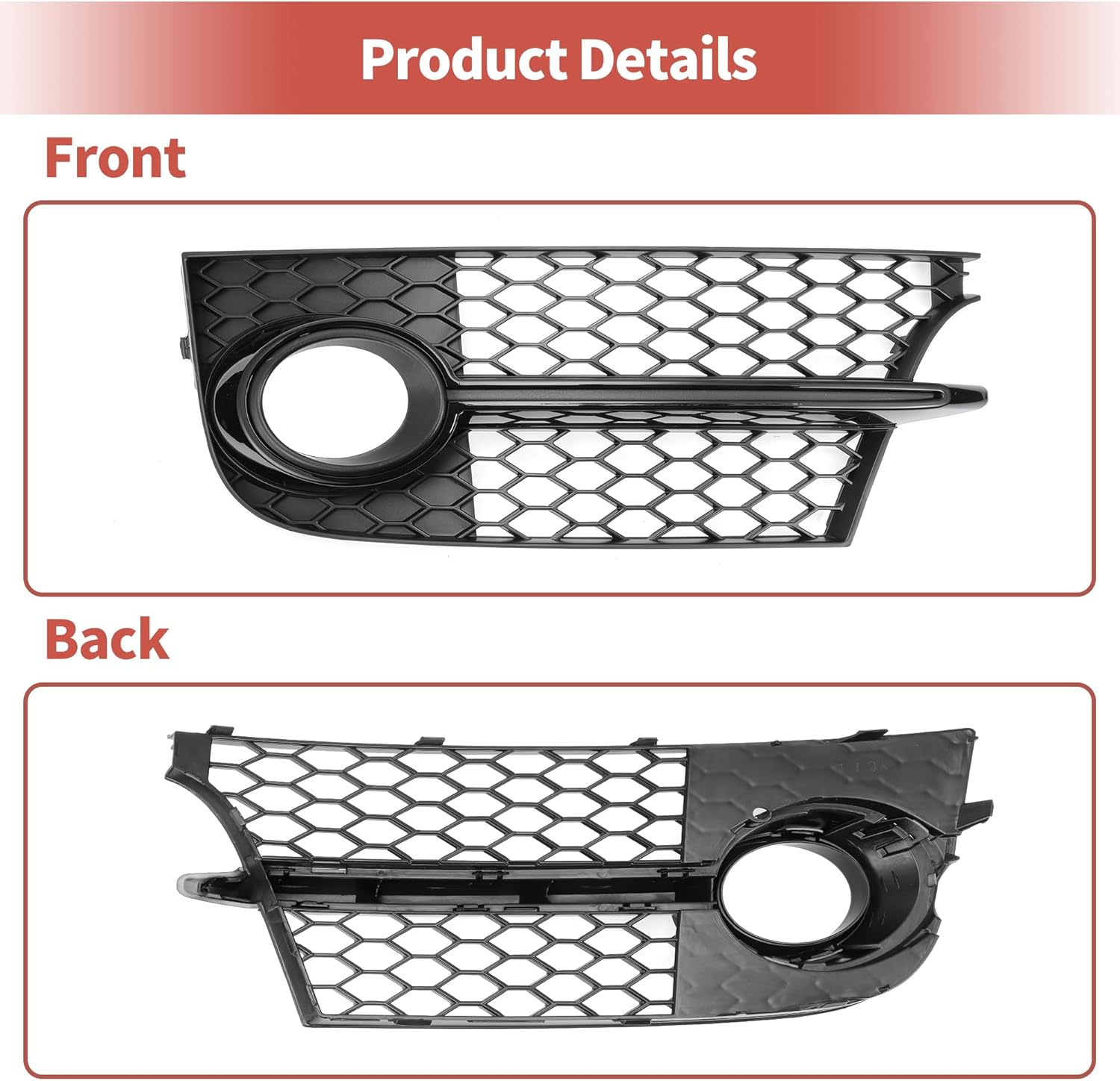 ACROPIX Fog Light Grill Front Lower Bumper Fog Light Cover Inserts for Audi TTS Quattro 2011-2015 No.8J0807681K/8J0807682K Durable Front Left Right