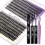 Lash Clusters Kit for Using at Home: Ultra-light, DIY, Natural, Fluffy, Wispy, Waterproof, Anime, Manga, Cat Eye, C Curl, 12-16mm, 40P+50P, Wendy, RT318