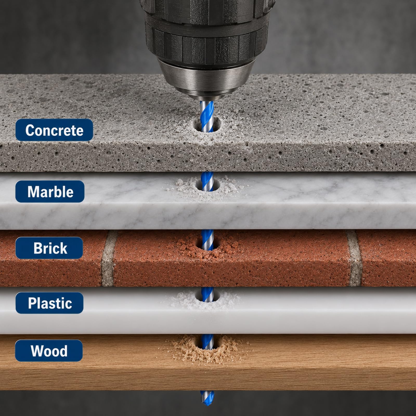 Concrete Drill Bit Set - 7 Piece Masonry Bits -4 Concrete Drill Bit Set - 7 Piece Masonry Bits -4