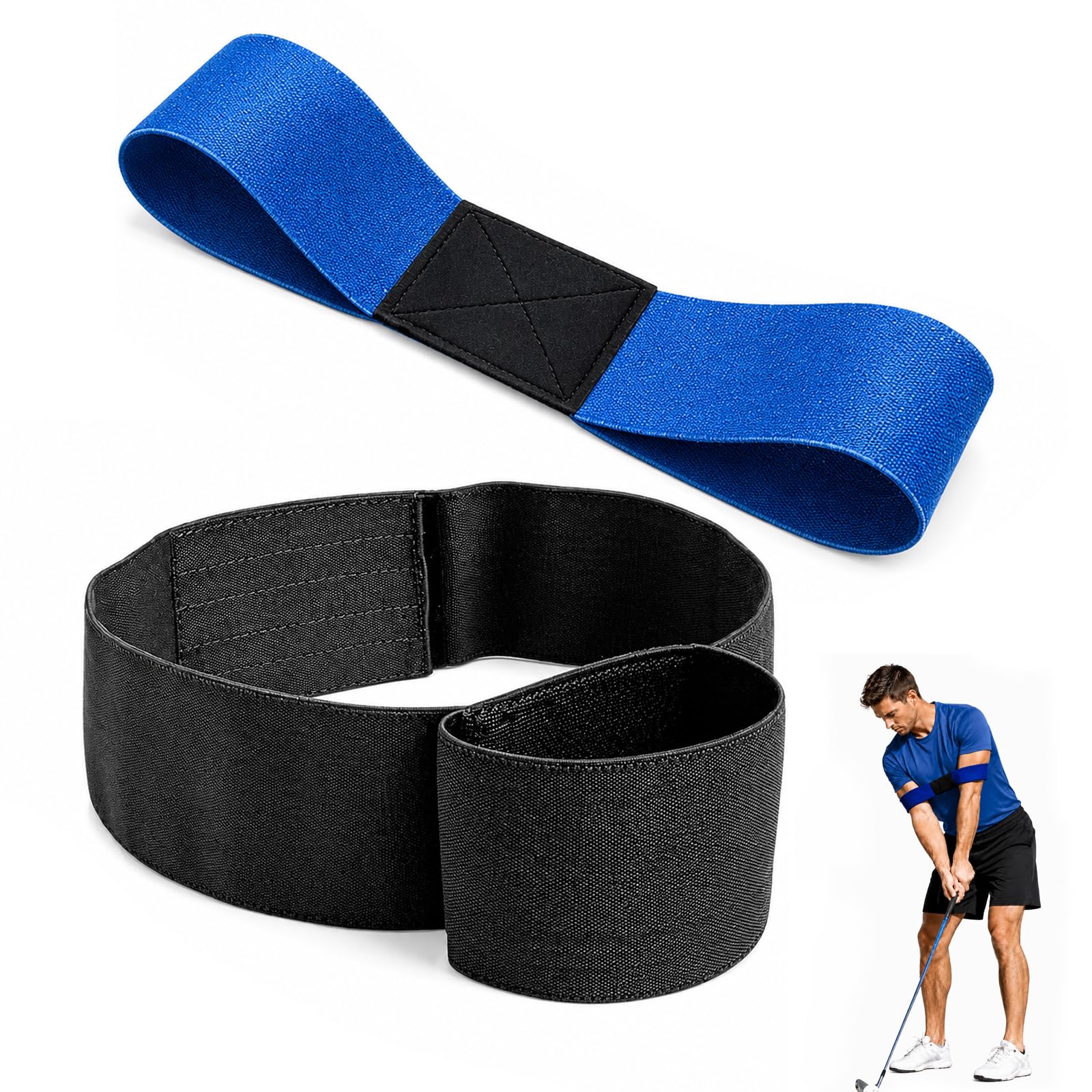 QhgPnt 2Pcs Slider Training Aid, Golf Swing Training Aid, Swing Sync Golf Trainer, Adjustable Swing Correcting Arm Band, Professional Motion Correction Belt, Golf Training Aids for Swing Practice