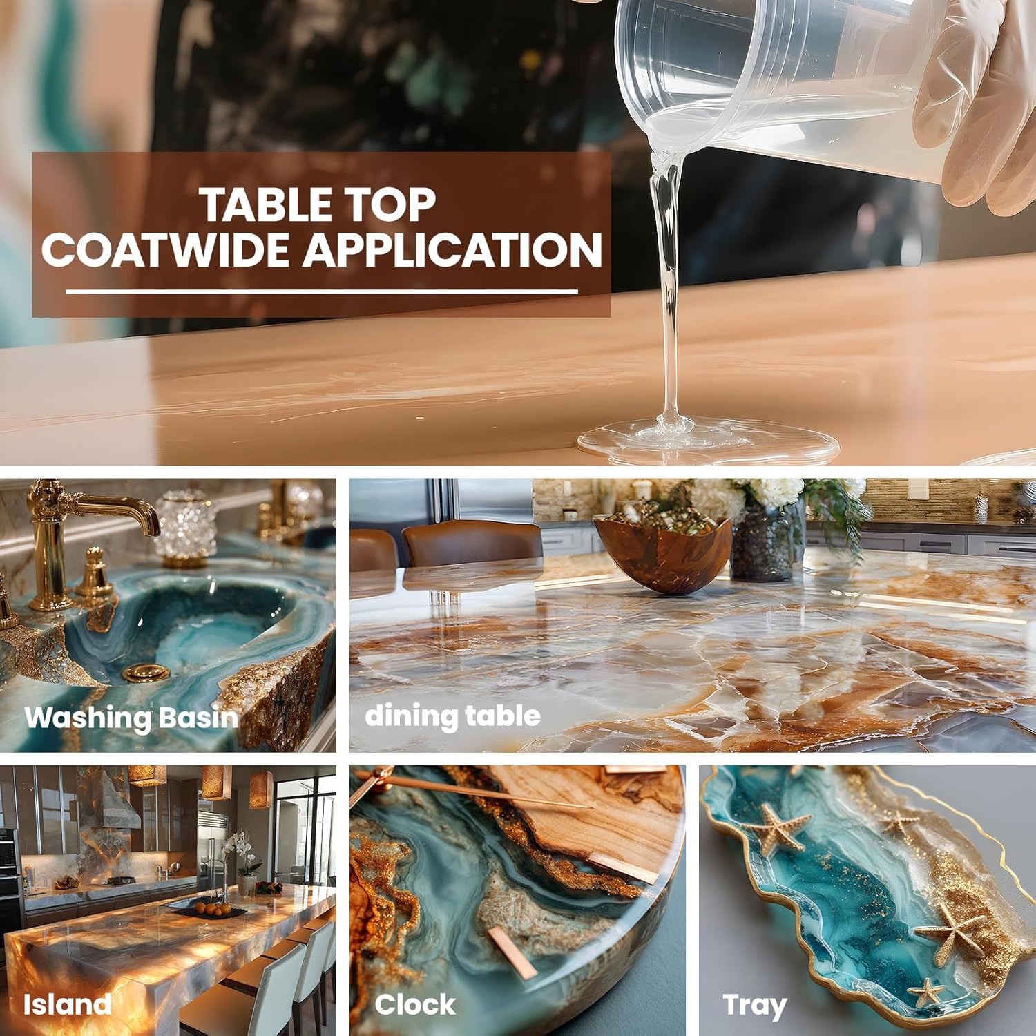 Table Top Epoxy Resin, Crystal Clear Resin Epoxy Kit 1 Gallon Kit with UV Resistant, High Gloss, Food Safe, Easy 1:1 Ratio for Table Tops, Woodworking, Bar and Surface Coating
