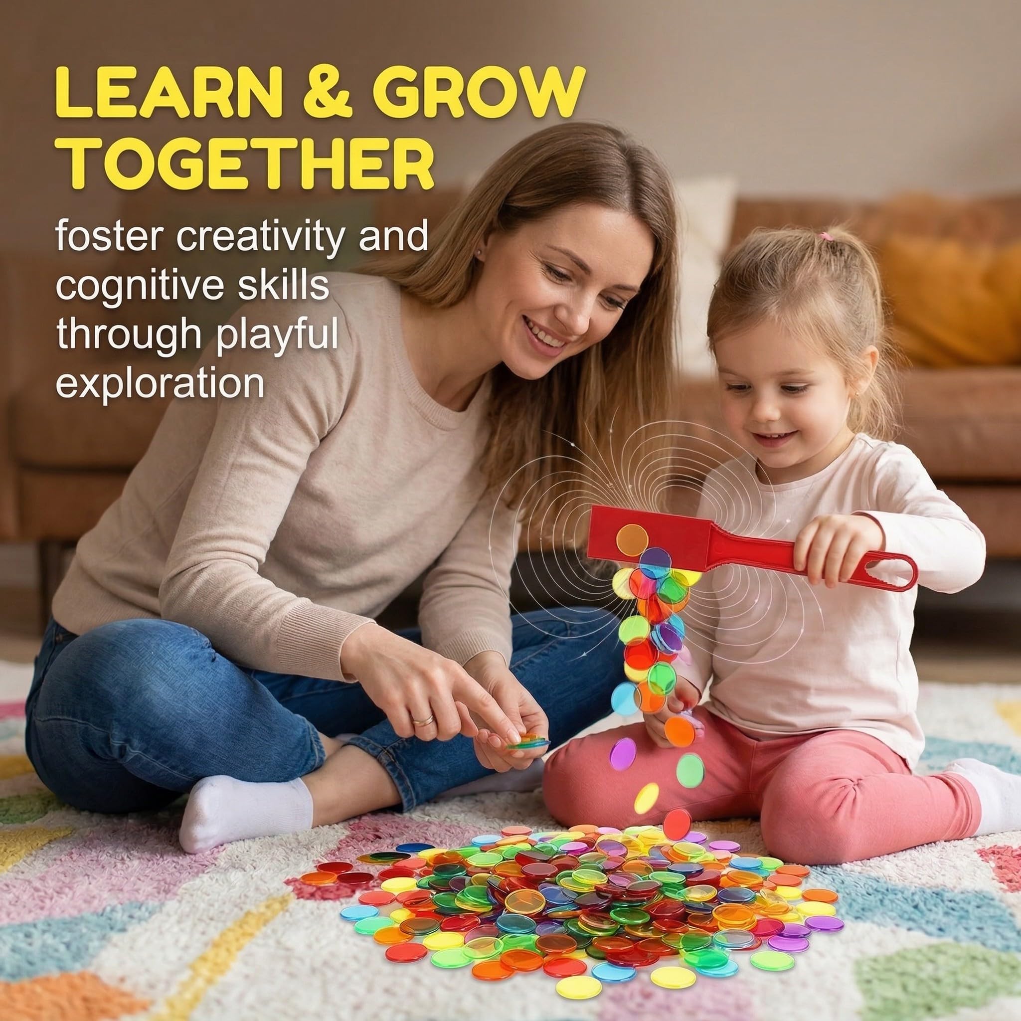 JYXNU pions en plastique transparent,Bâtons De Bingo Magnétiques, Kit de Bingo Magnétique - 1 Bâton Magnétique + 100 Jetons Loto - Jeu Éducatif pour Enfants et Accessoire Pratique de Stockage(Rouge) - 2